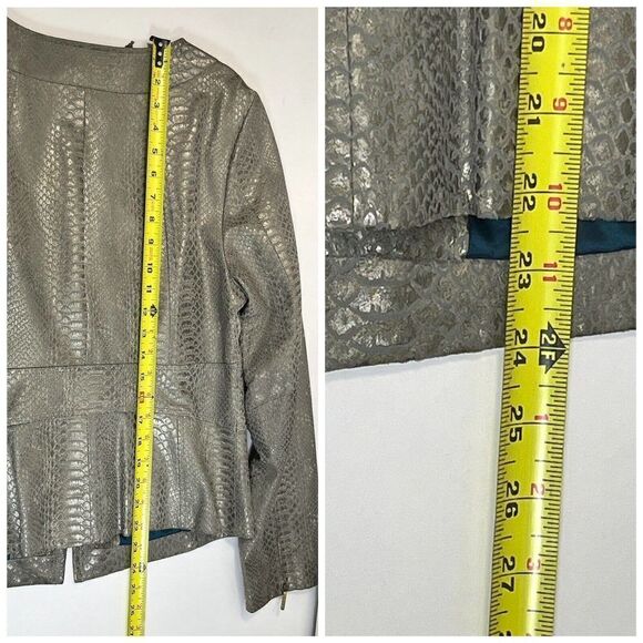 Classiques Entier Snake Print 100% Leather Blazer Jacket Taupe Gold - Picture 13 of 14